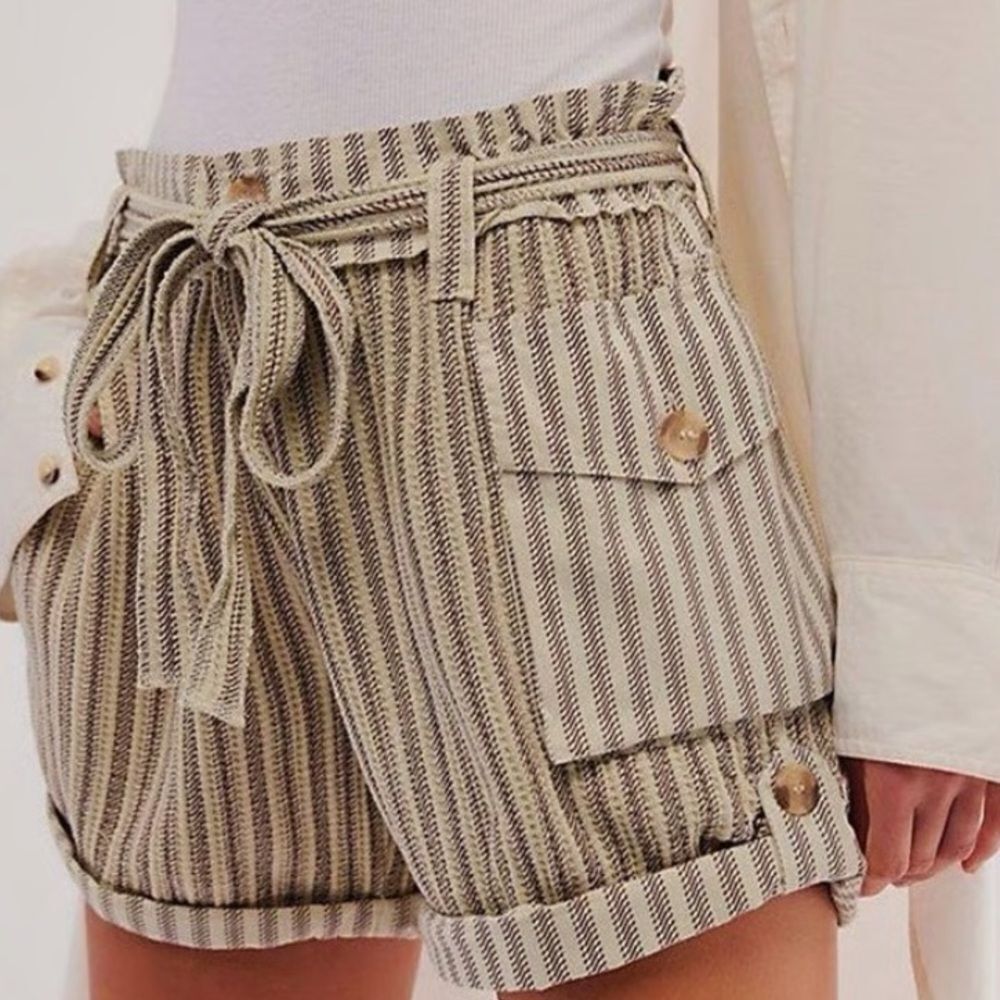 Free People One Harriet Striped Shorts